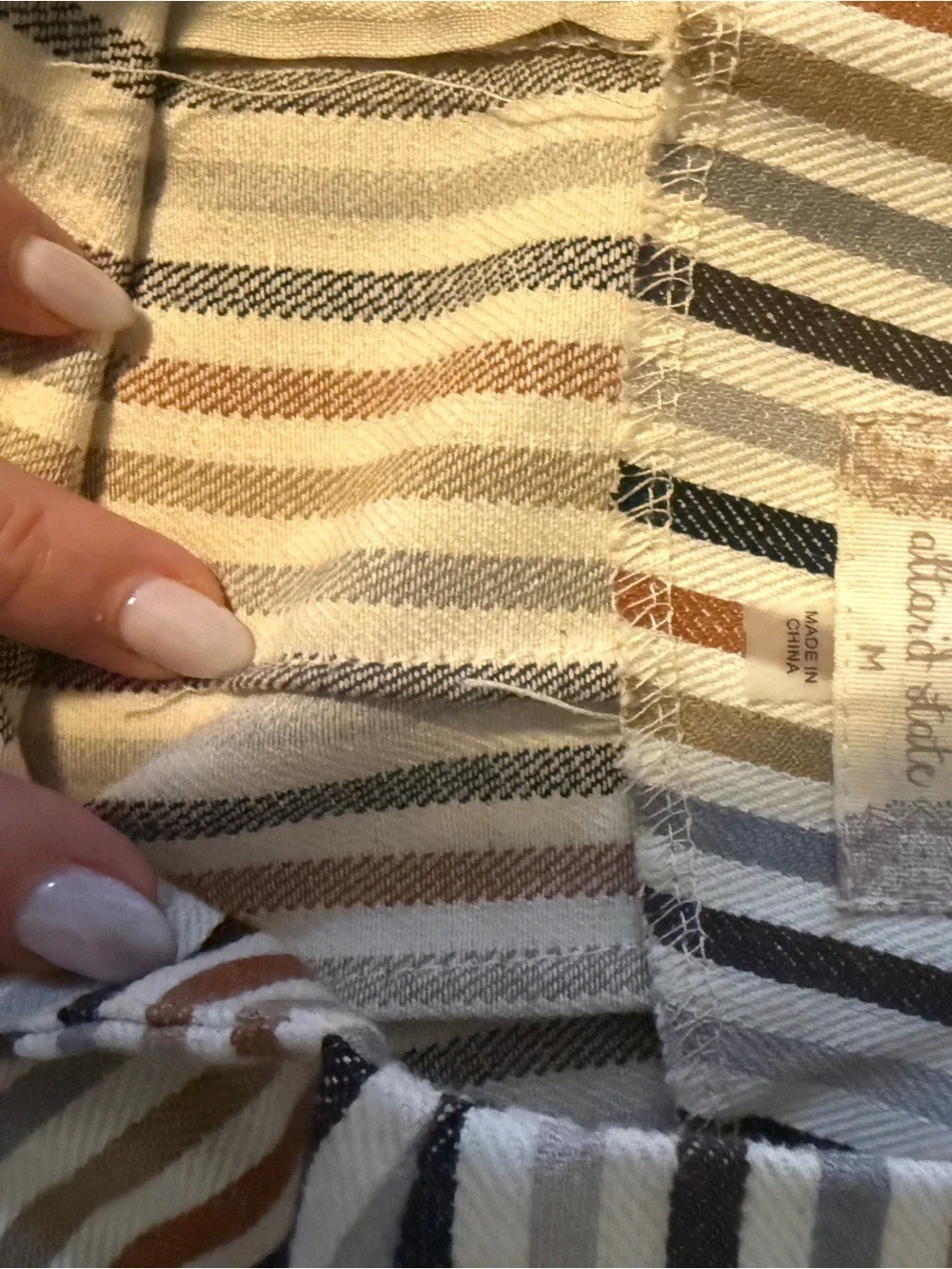 Altar'd State Striped Button-Front Mini Skirt in Cream, Brown and Black